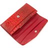 Кожаный женский кошелек красного цвета с клапаном на кнопке KARYA (21064) - 4