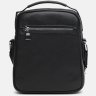 Маленька вертикальна сумка-барсетка з натуральної якісної шкіри чорного кольору Ricco Grande (21373) - 3