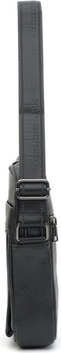 Мужская кожаная сумка-барсетка черного цвета на молниевой застежке Borsa Leather (21328)