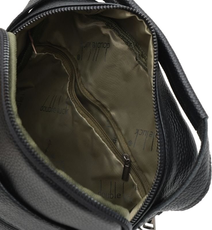 Чоловіча шкіряна сумка-барсетка чорного кольору на блискавковій застібці Borsa Leather (21328)