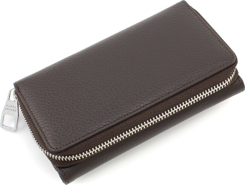 Коричневий жіночий гаманець середнього розміру зі шкіри флотар KARYA (55957)