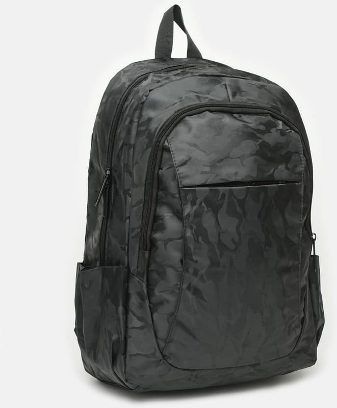 Чорний чоловічий рюкзак з поліестеру з принтом під камуфляж Monsen (21471)