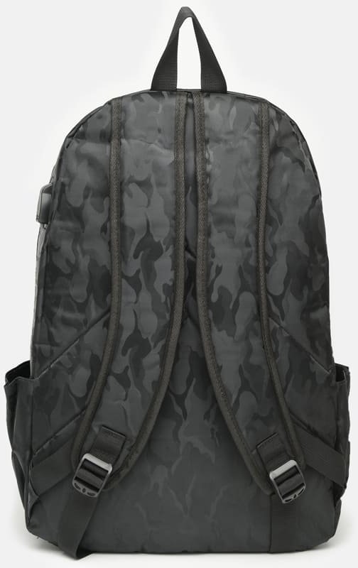 Черный мужской рюкзак из полиэстера с принтом под камуфляж Monsen (21471)