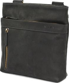 Чоловіча сумка чорного кольору з вінтажній матової шкіри VATTO (11898)