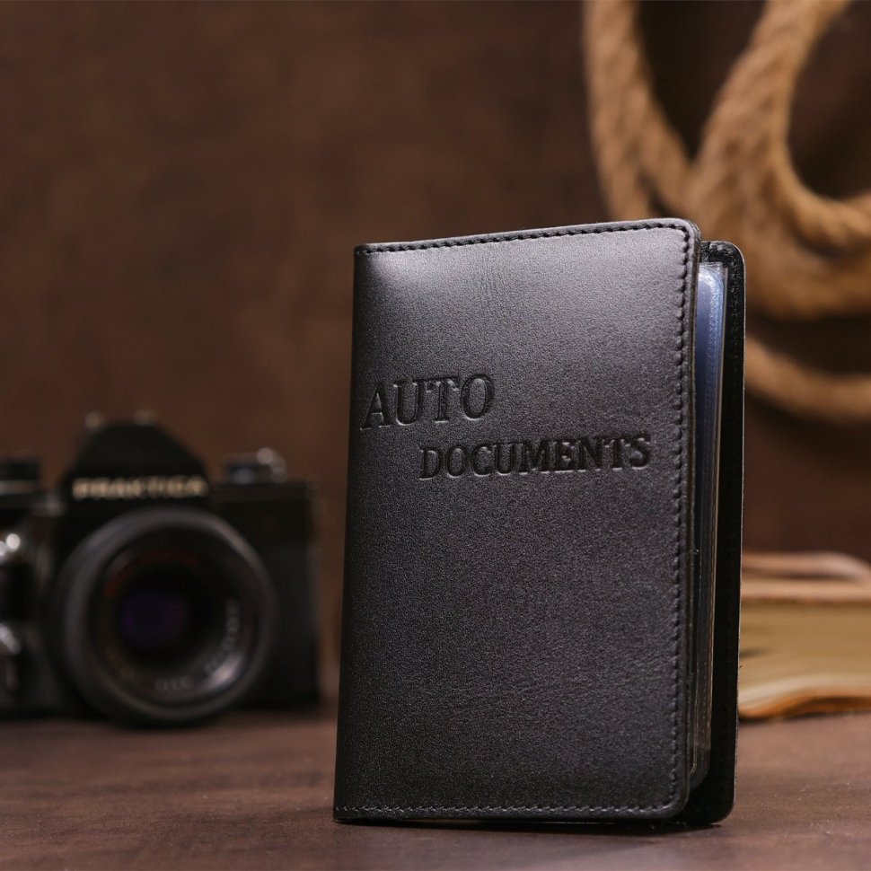 Черная обложка для автодокументов из гладкой кожи Shvigel (2413924) modnotak фото №22
