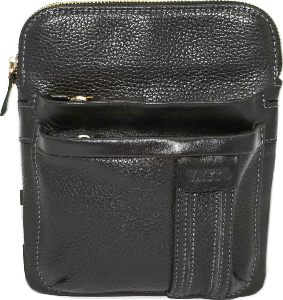 Компактна сумка планшет зі шкіри Флотар чорного кольору з карманами VATTO (12098)