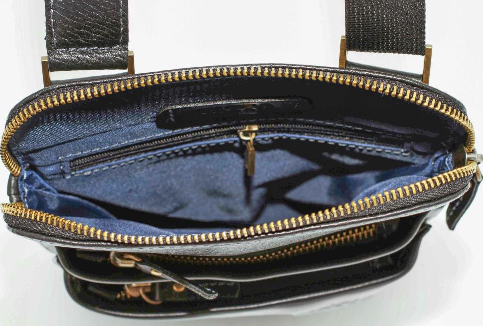 Компактная сумка планшет из кожи Флотар черного цвета с карманами VATTO (12098)