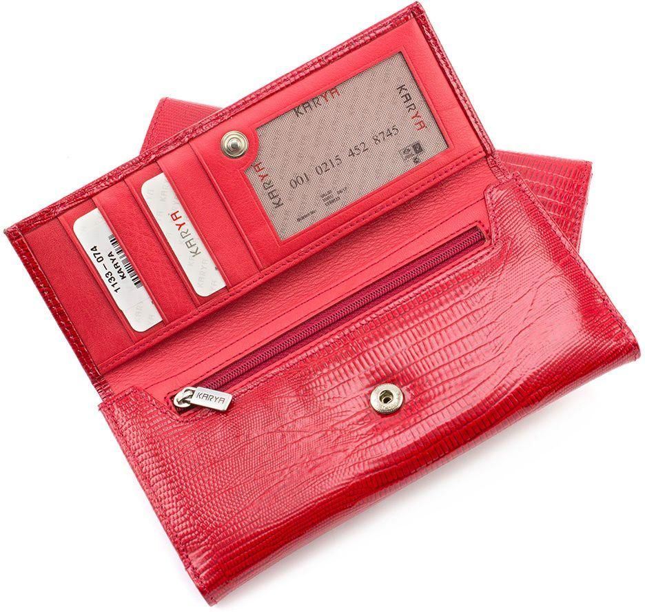 Красный лаковый кошелек с оригинальным тиснением KARYA (16144)