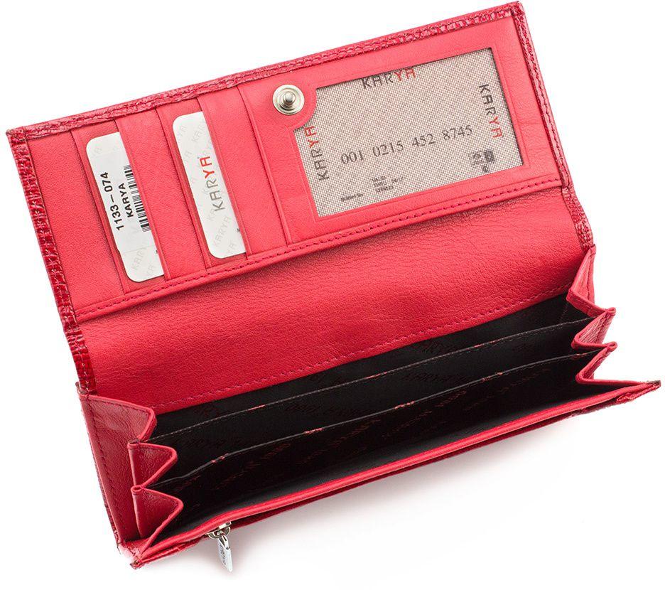 Красный лаковый кошелек с оригинальным тиснением KARYA (16144)