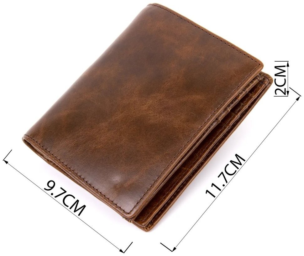 Повсякденне чоловіче портмоне з вінтажної шкіри коричневого забарвлення Vintage (2420432) modnotak фото №8