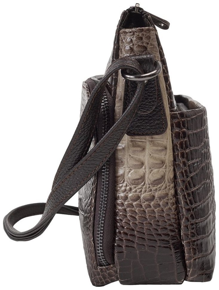 Женская кожаная сумка с фактурной под крокодила через плечо Desisan 107157 бежевая фото №3 Женская кожаная сумка с фактурной под крокодила через плечо Desisan 107157 бежевая modnotak фото №3