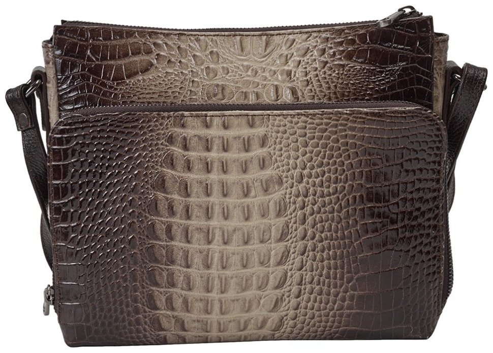 Женская кожаная сумка с фактурной под крокодила через плечо Desisan 107157 бежевая фото №4 Женская кожаная сумка с фактурной под крокодила через плечо Desisan 107157 бежевая modnotak фото №4