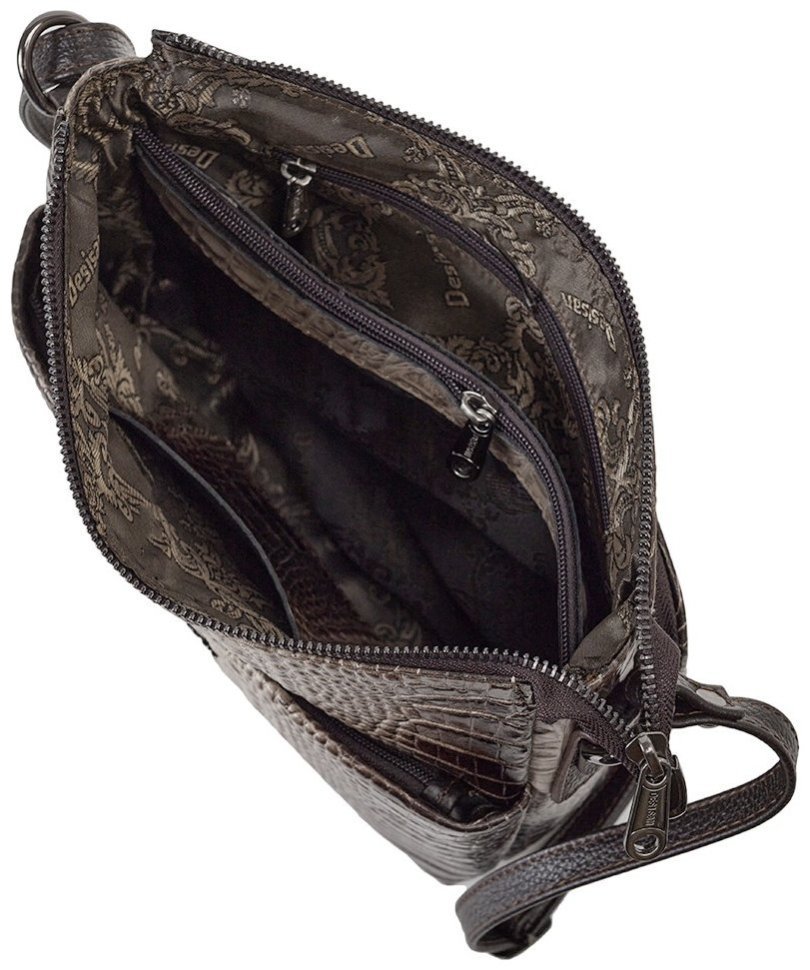 Женская кожаная сумка с фактурной под крокодила через плечо Desisan 107157 бежевая фото №6 Женская кожаная сумка с фактурной под крокодила через плечо Desisan 107157 бежевая modnotak фото №6