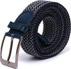 Синий текстильный ремень под брюки с классической пряжкой Vintage (2420815)