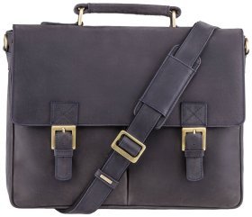 Качественный мужской портфель из натуральной кожи темно-синего цвета Visconti Berlin 77357