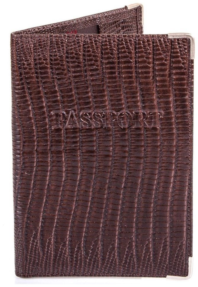 Кожаная обложка на паспорт с лазерной текстурой коричневого цвета Desisan 107457 modnotak фото №1
