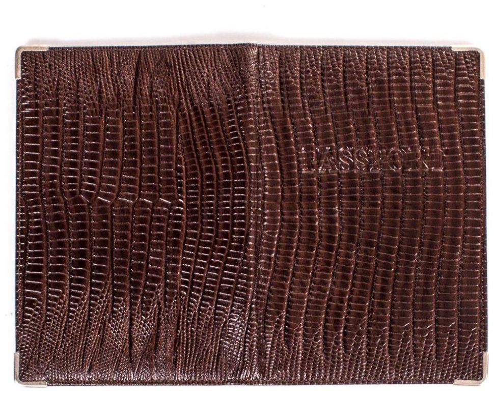 Кожаная обложка на паспорт с лазерной текстурой коричневого цвета Desisan 107457 modnotak фото №2