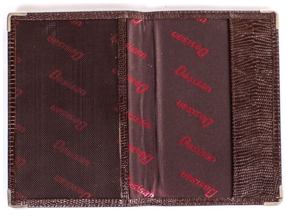 Кожаная обложка на паспорт с лазерной текстурой коричневого цвета Desisan 107457 modnotak фото №3