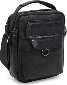 Чоловіча сумка-барсетка із натуральної шкіри флотар чорного кольору Keizer (22063)