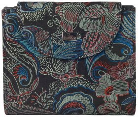 Компактний жіночий гаманець на кнопці з натуральної шкіри Desisan 107757 із принтом квітів