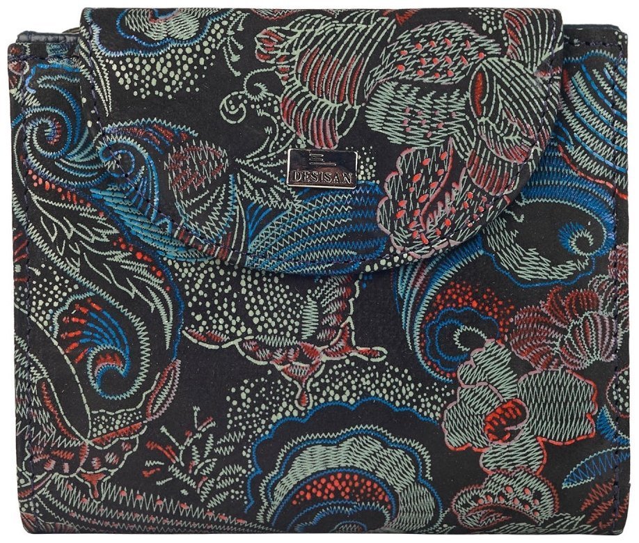 Компактний жіночий гаманець на кнопці з натуральної шкіри Desisan 107757 із принтом квітів modnotak фото №1