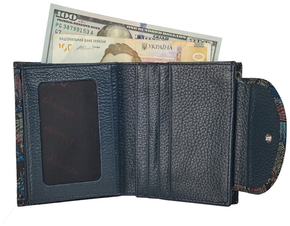 Компактний жіночий гаманець на кнопці з натуральної шкіри Desisan 107757 із принтом квітів modnotak фото №4