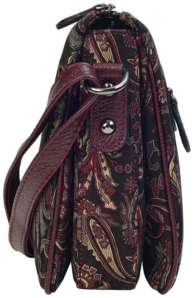 Женская кожаная сумка через плечо с узором цветов Desisan 107857 бордового цвета фото №3 Женская кожаная сумка через плечо с узором цветов Desisan 107857 бордового цвета modnotak фото №3