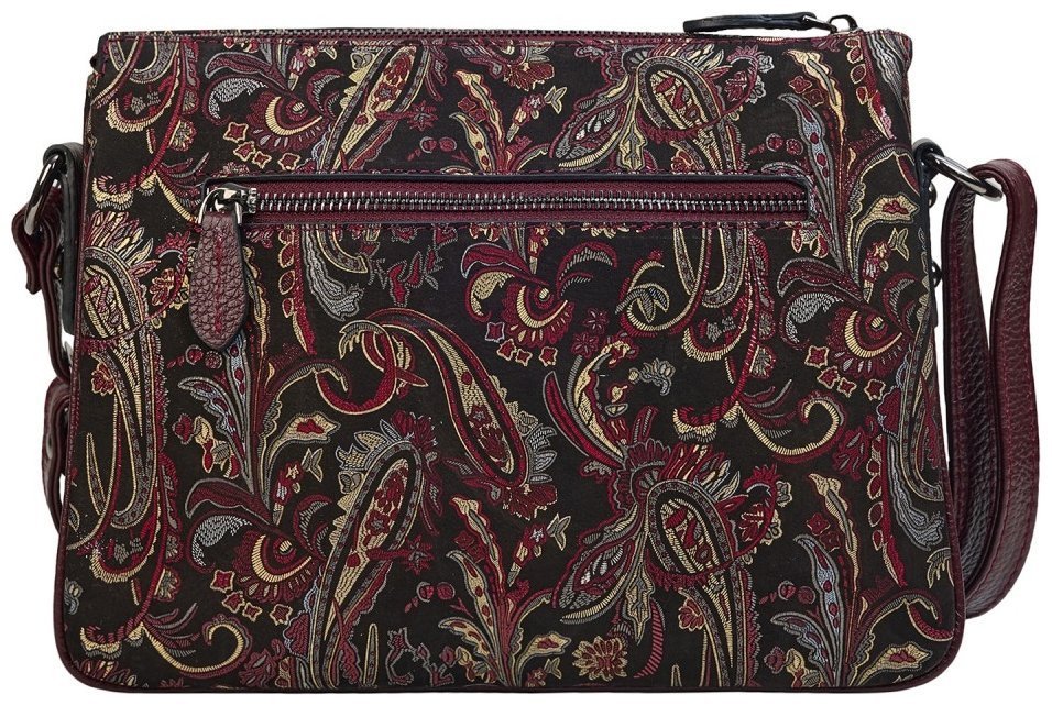 Женская кожаная сумка через плечо с узором цветов Desisan 107857 бордового цвета фото №4 Женская кожаная сумка через плечо с узором цветов Desisan 107857 бордового цвета modnotak фото №4