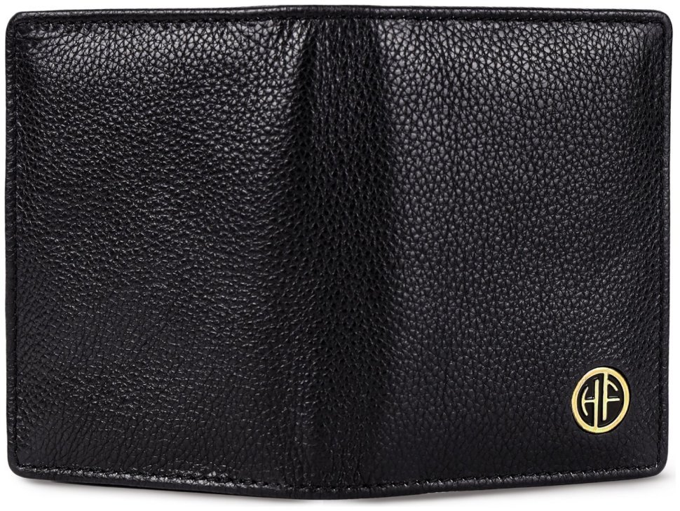 Картхолдер из натуральной кожи флотар черного цвета на кнопке Hammonds Flycatcher CC606 с RFID защитой 107957 modnotak фото №3