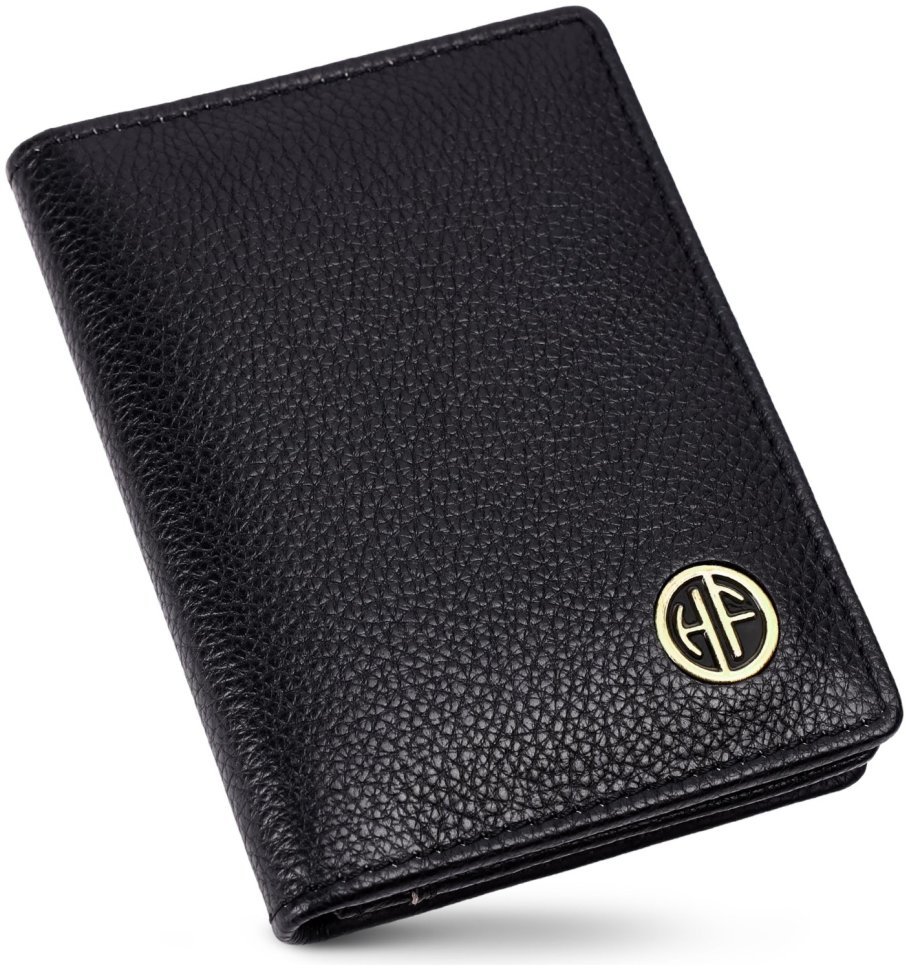 Картхолдер из натуральной кожи флотар черного цвета на кнопке Hammonds Flycatcher CC606 с RFID защитой 107957 modnotak фото №5