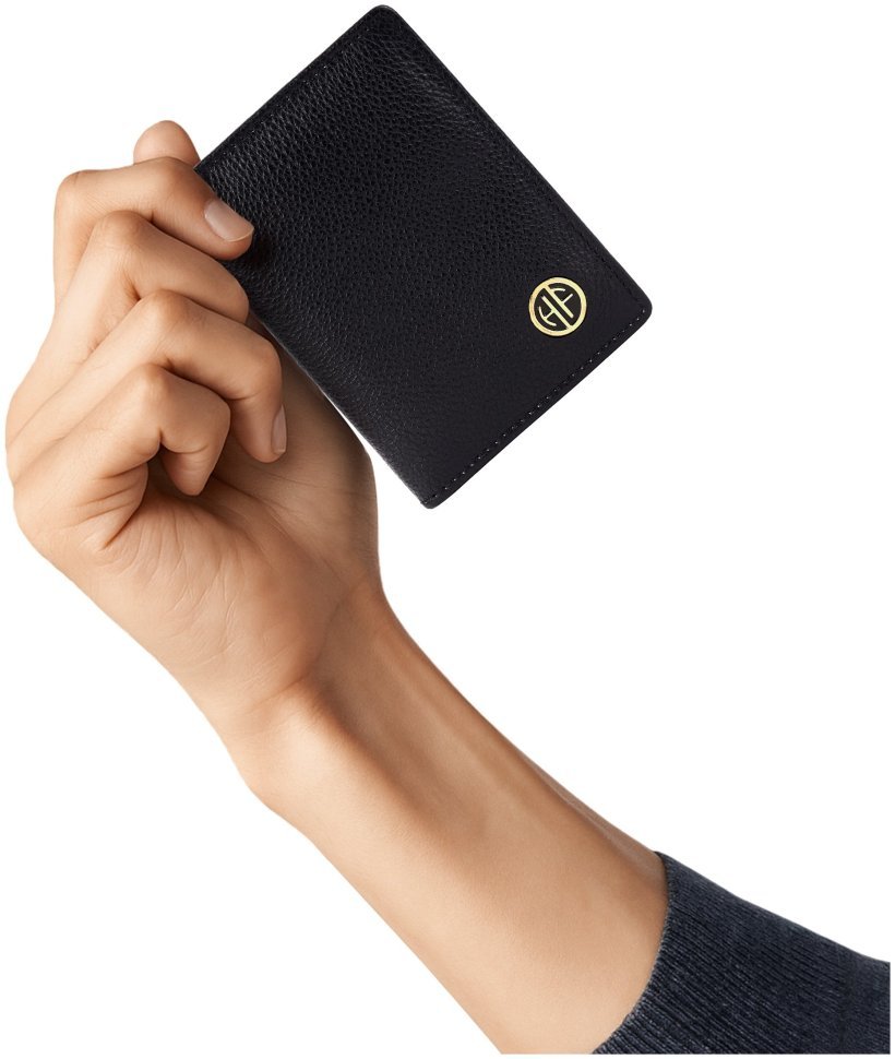 Картхолдер из натуральной кожи флотар черного цвета на кнопке Hammonds Flycatcher CC606 с RFID защитой 107957 modnotak фото №6