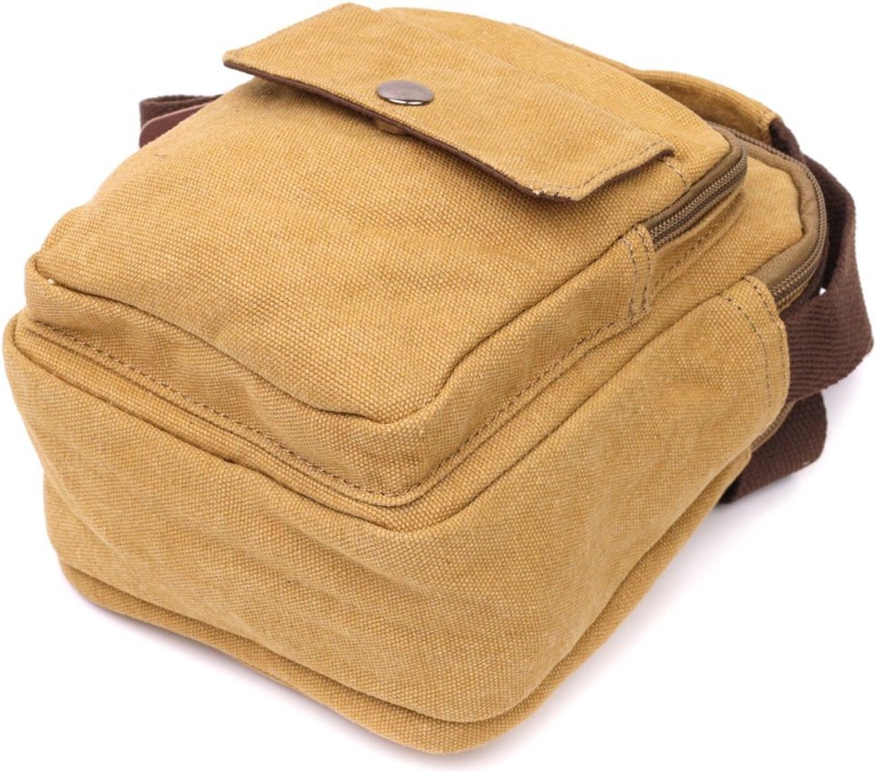 Маленькая мужская сумка-барсетка из плотного текстиля песочного цвета Vintage 2422222