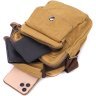 Маленькая мужская сумка-барсетка из плотного текстиля песочного цвета Vintage 2422222 - 6