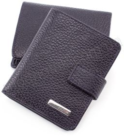 Компактний шкіряний гаманець темно-синього кольору KARYA (0952-44)