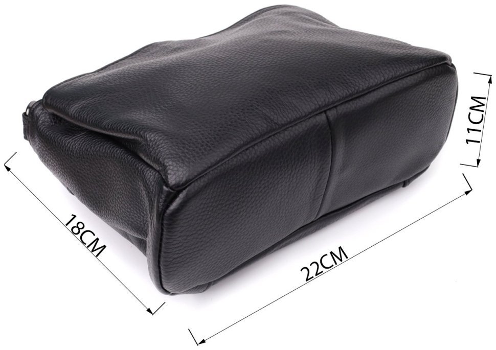 Міська стильна жіноча сумка на плече із фактурної шкіри чорного кольору Vintage 98157 modnotak фото №3