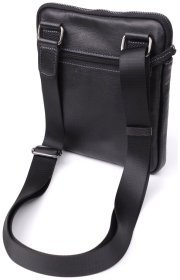 Повседневная мужская сумка через плечо из натуральной зернистой кожи Shvigel черного цвета 108357