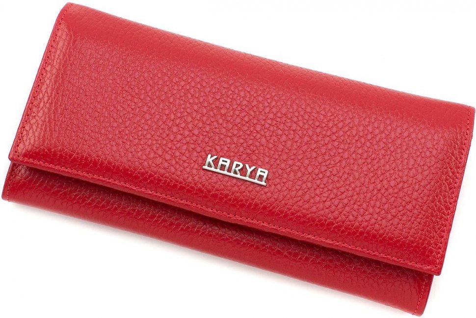 Червоний жіночий гаманець з фактурної шкіри з відділом для монет KARYA (12389)