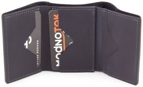 Синий кожаный кошелек маленького размера Grande Pelle (13006)