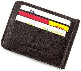 Коричневий затиск для грошей з прозорим віконцем ST Leather (16682)