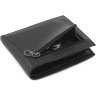 Маленькое мужское портмоне из натуральной кожи черного цвета с зажимом для купюр Marco Coverna 68657 - 4