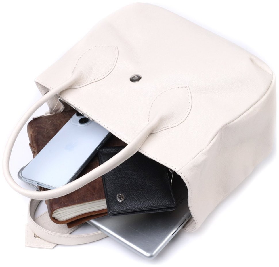 Элегантная женская сумка из натуральной кожи Shvigel 2422830 Бежевая фото №9 Элегантная женская сумка из натуральной кожи Shvigel 2422830 Бежевая modnotak фото №9