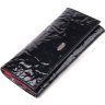 Лаковий жіночий гаманець із натуральної шкіри чорно-червоного кольору з клапаном на кнопці CANPELLINI (2421649) - 1