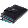 Вертикальний жіночий гаманець із натуральної чорної шкіри з хлястиком на кнопці Visconti Ylang 68757 - 10