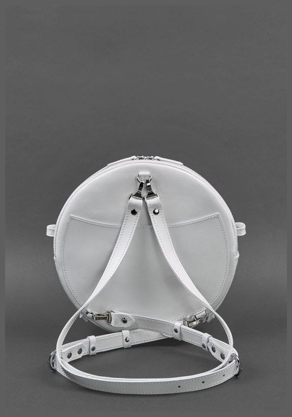 Біла жіноча шкіряна сумка-рюкзак круглої форми BlankNote Maxi 78857