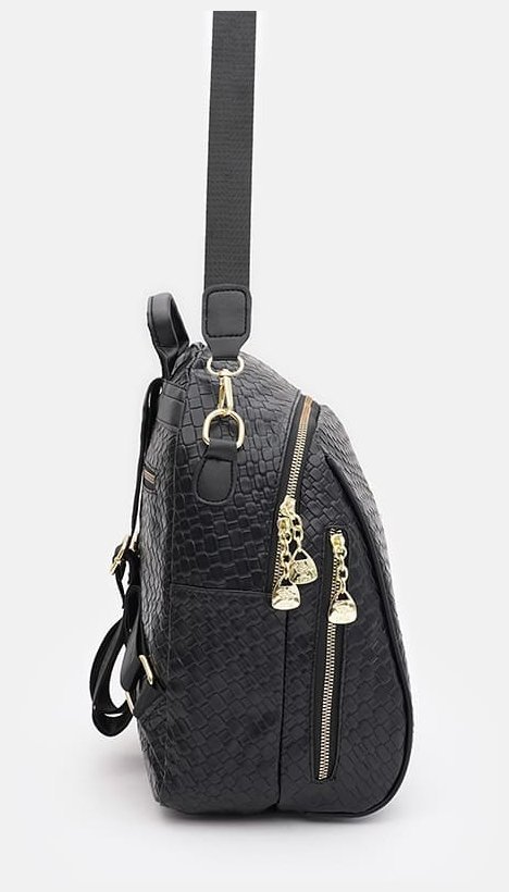 Практичный женский рюкзак из кожзама с тиснением Monsen 88857 Черный фото №4 Практичный женский рюкзак из кожзама с тиснением Monsen 88857 Черный modnotak фото №4