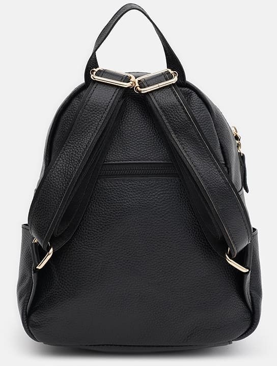 Жіночий маленький міський рюкзак із натуральної шкіри чорного кольору Keizer (59157)