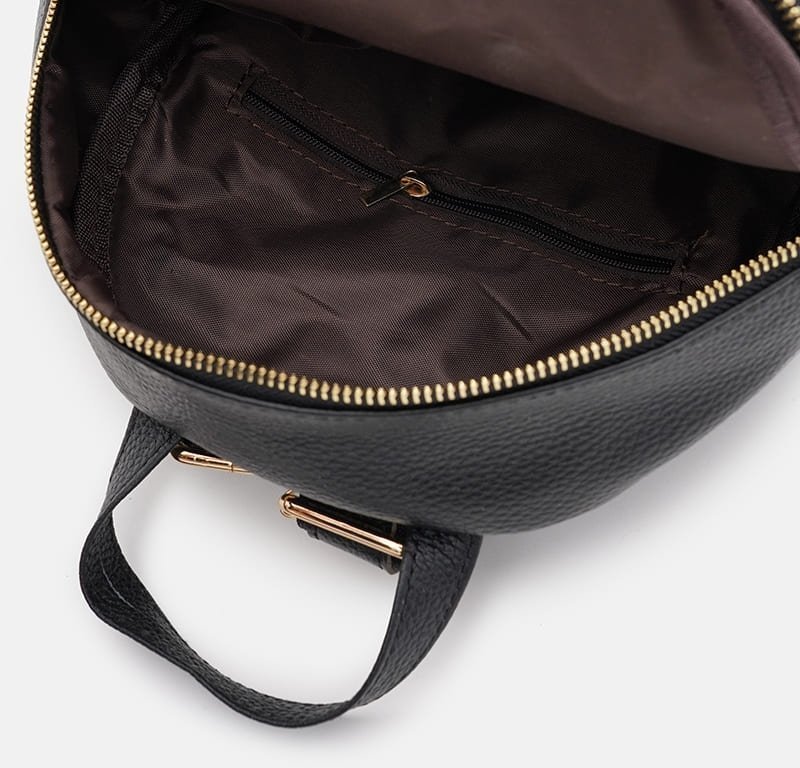Женский маленький городской рюкзак из натуральной кожи черного цвета Keizer (59157)