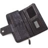 Женский крупный кожаный кошелек черного цвета с фактурой под крокодила Tony Bellucci (10854) - 5