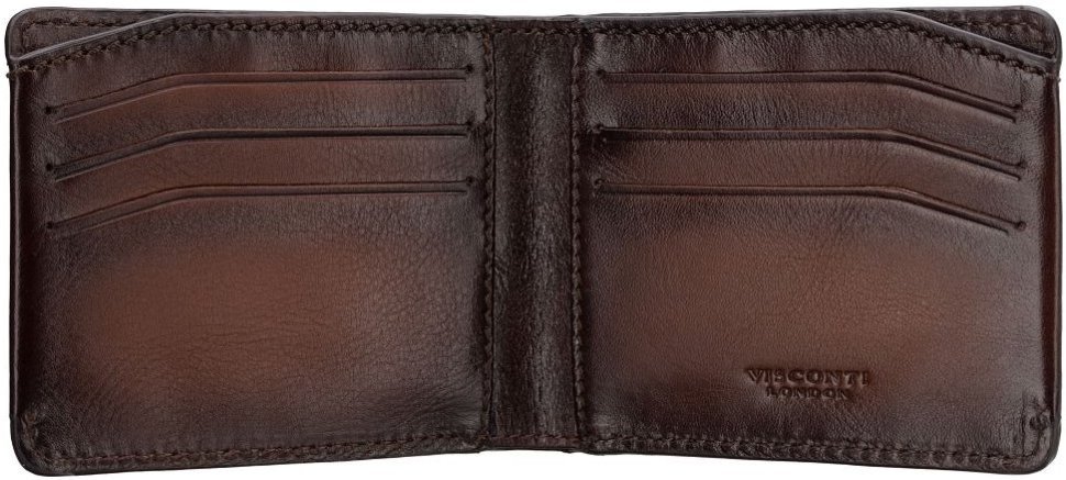 Мужское кожаное портмоне коричневого цвета для купюр и карт Visconti Vespa 69257