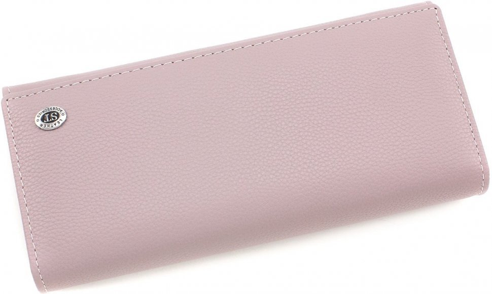 Великий горизонтальний жіночий гаманець темно-рожевого кольору з натуральної шкіри ST Leather (14046)